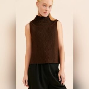 NWT Anthropologie Brown Metallic Turtleneck Sweater Vest